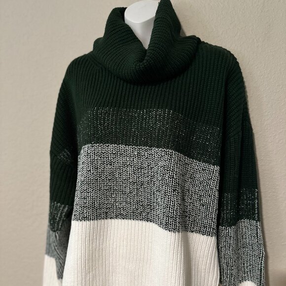 Stitches & Stripes Oversized Sweater, Green and White, Heavy, NWT Size S - Picture 1 of 5